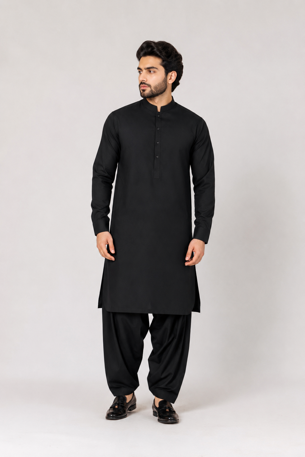 HS Wear Premium Black Cotton Shalwar Kameez for Men Gallery Image 3 | HS Wear