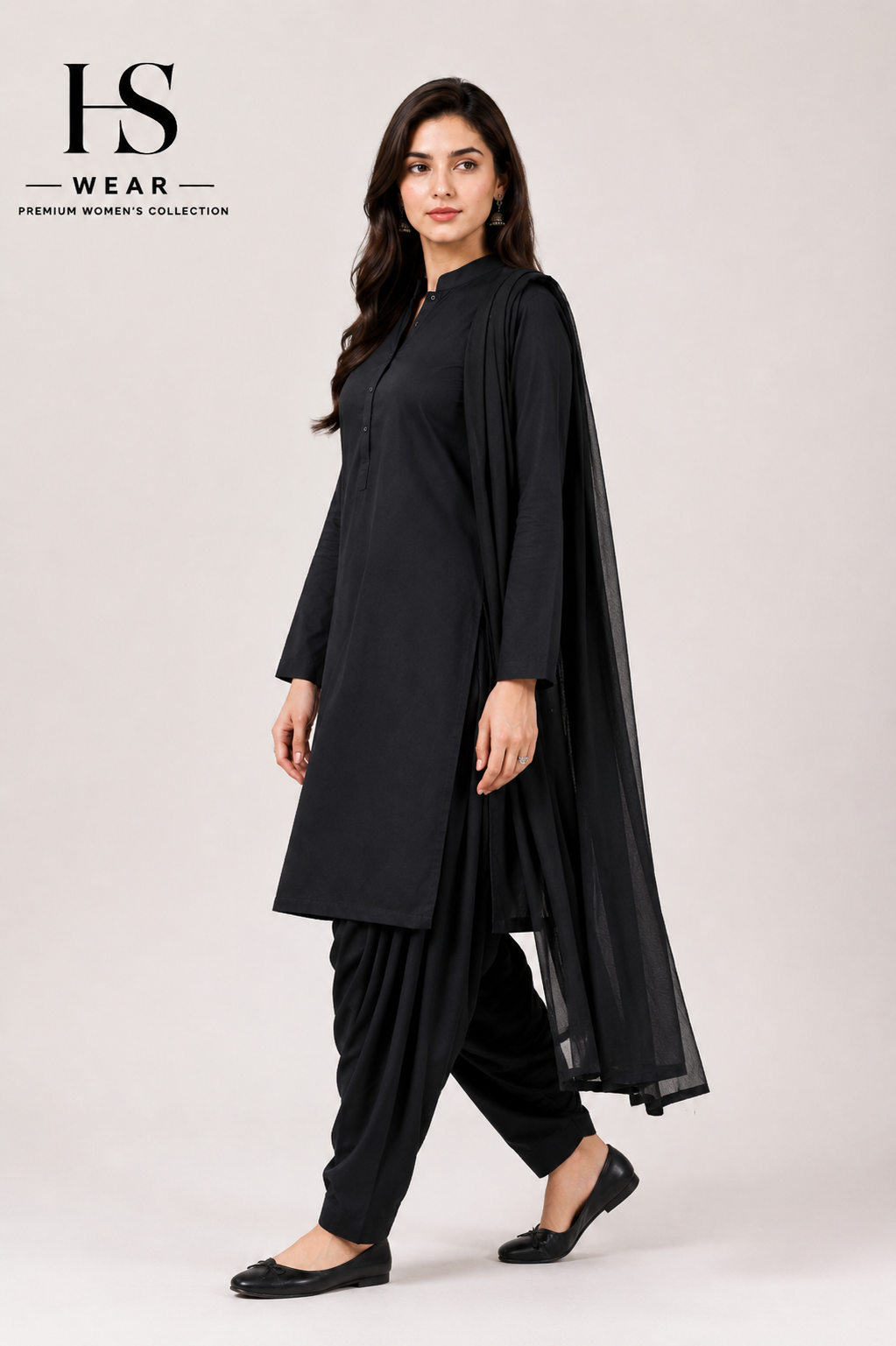 Premium Black Cotton Shalwar Kameez for Men – Classic Fit | HS Wear Pakistan | Premium Women | HS Wear Pakistan