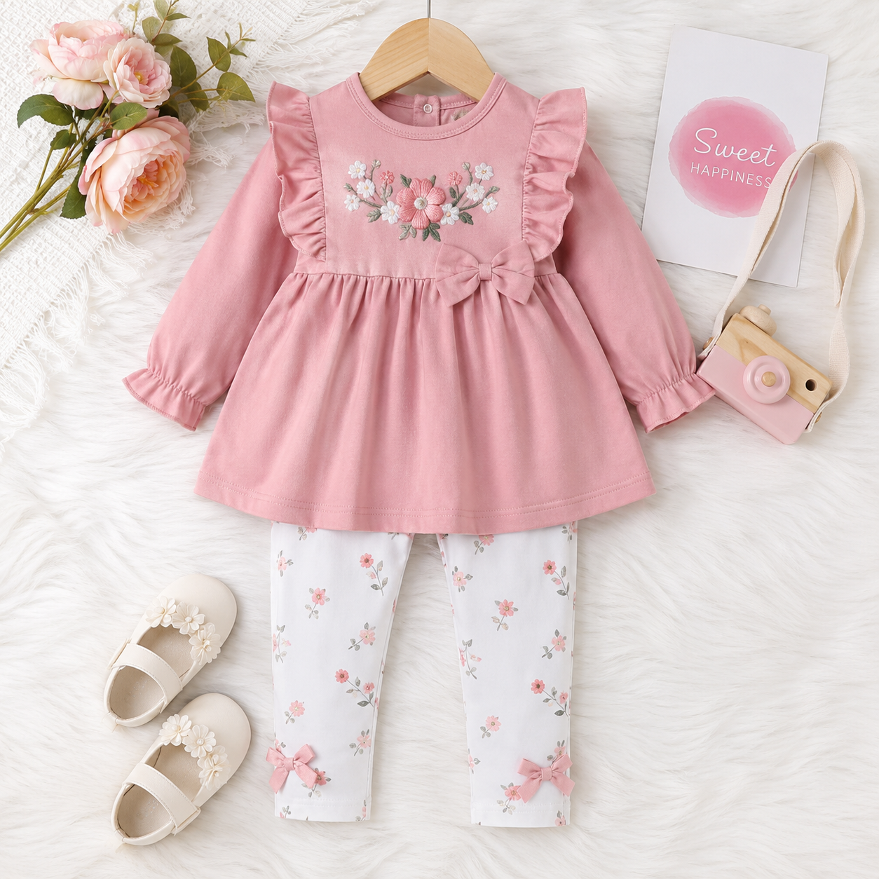 Premium Baby Girls Floral Cotton Dress Set | Premium Kids | HS Wear Pakistan